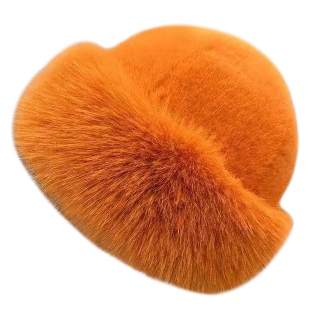 New Fluffy Fur Winter Hat Plush Thicken Bucket Hat Solid Color Cold Windproof Berets Chrismas Gifts