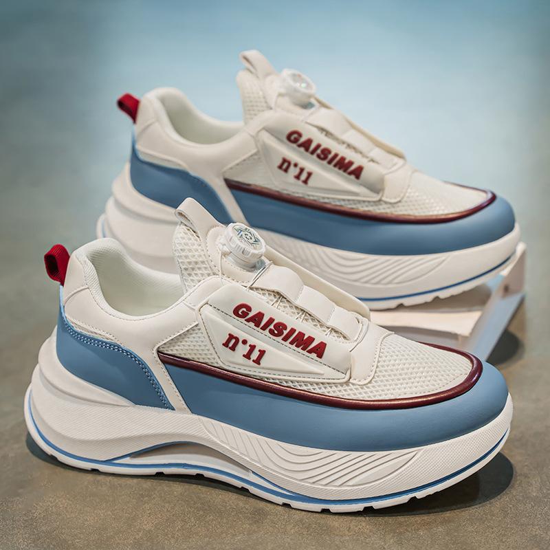 

Мужская обувь 2025 лето новая дышащая застежка-кнопка спортивная обувь нишевая Харадзюку универсальная нескользящая платформа повседневная обувь мужчины 45