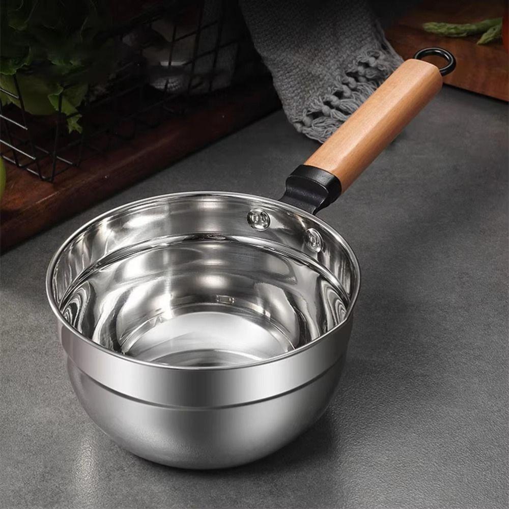Multipurpose Water Scoops Wooden Handle Water Spoon Small Saucepan Soup Ladle  Kitchen Cooking