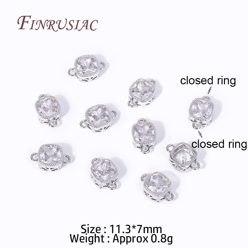 luxury 18K Gold Plated Brass and Zircon Square Connect Charm Pendants High Quality DIY Jewelry Making Bracelet Necklace Earrings