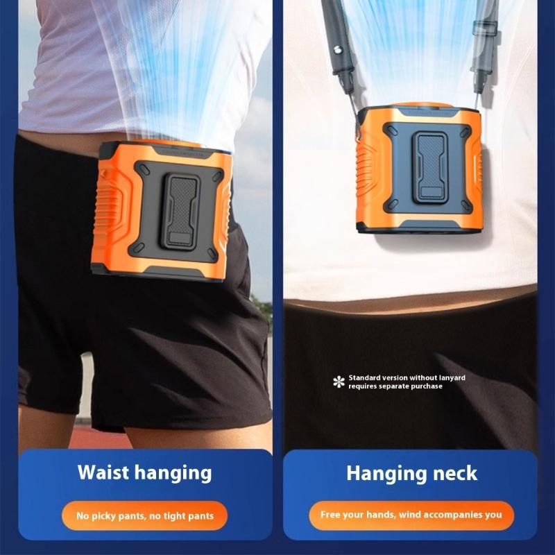 Portable Handsfree Waist Clip Fan With Rechargeable Battery And Builts In LED Light For Outdoor Activity