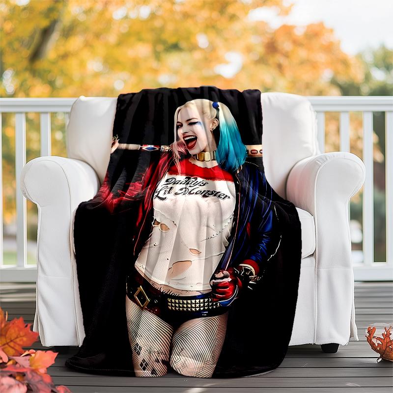 Harley Quinn Theme Printed Blanket - Perfect for Couch, Bed, Travel & Outdoor Use | Machine Washable, Cozy & Durable.