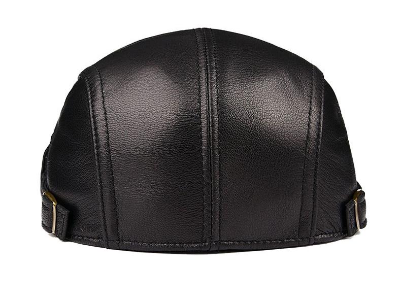 Men's Lambskin Leather Flat Cap - Autumn/Winter Warm Beret for Middle-Aged & Elderly