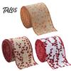 Red Berry Print Fabric Ribbon Christmas Ribbon, 2.2 Yards Imitation Linen 2.5 Inch Wide Holiday Theme Gift Box Packaging for DIY Wreath Bows