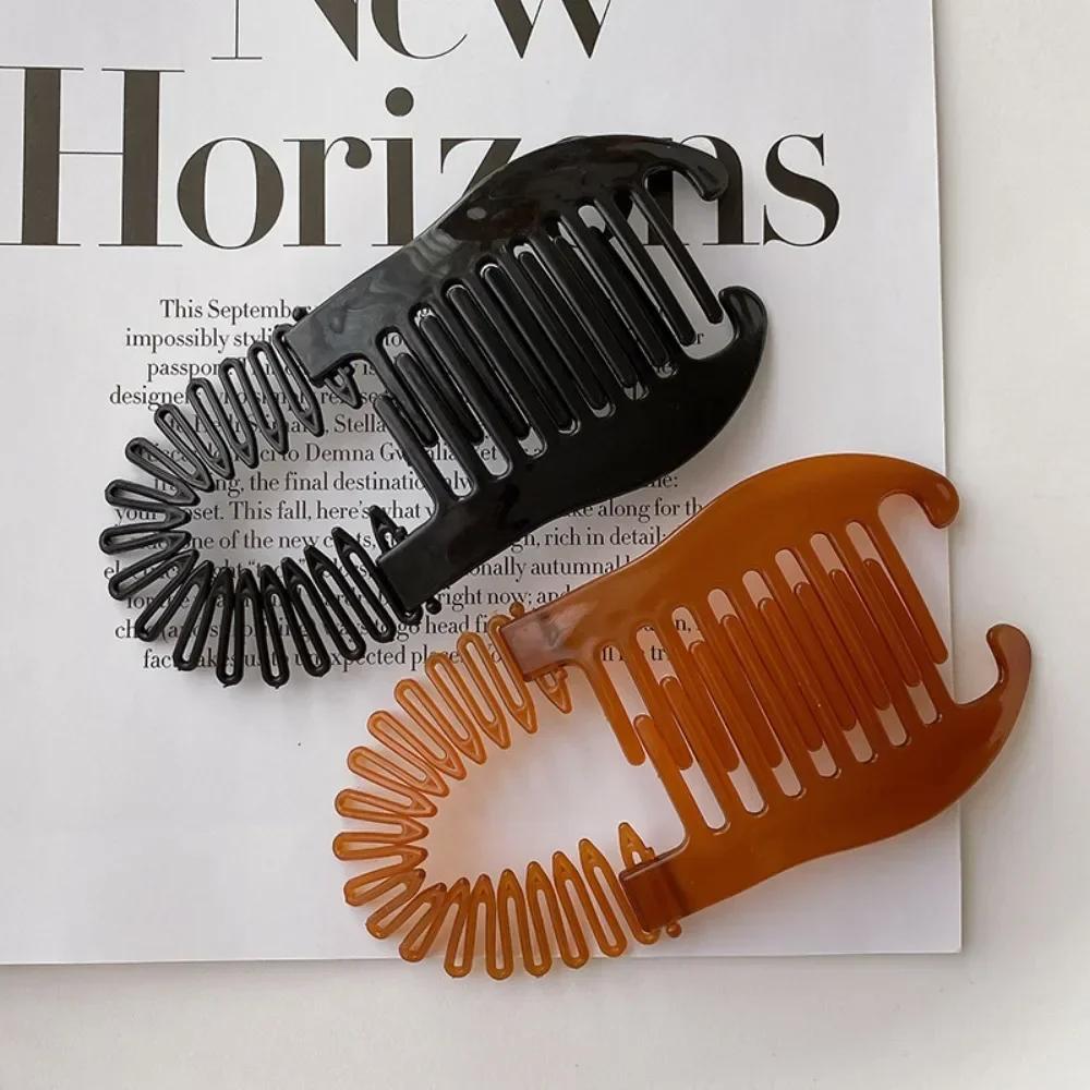 Hair Claw For Women Elastics Comb Banana Barrettes Clip Riser Claw Hair Accessories Fashion Plastic Flexible Styling Tools
