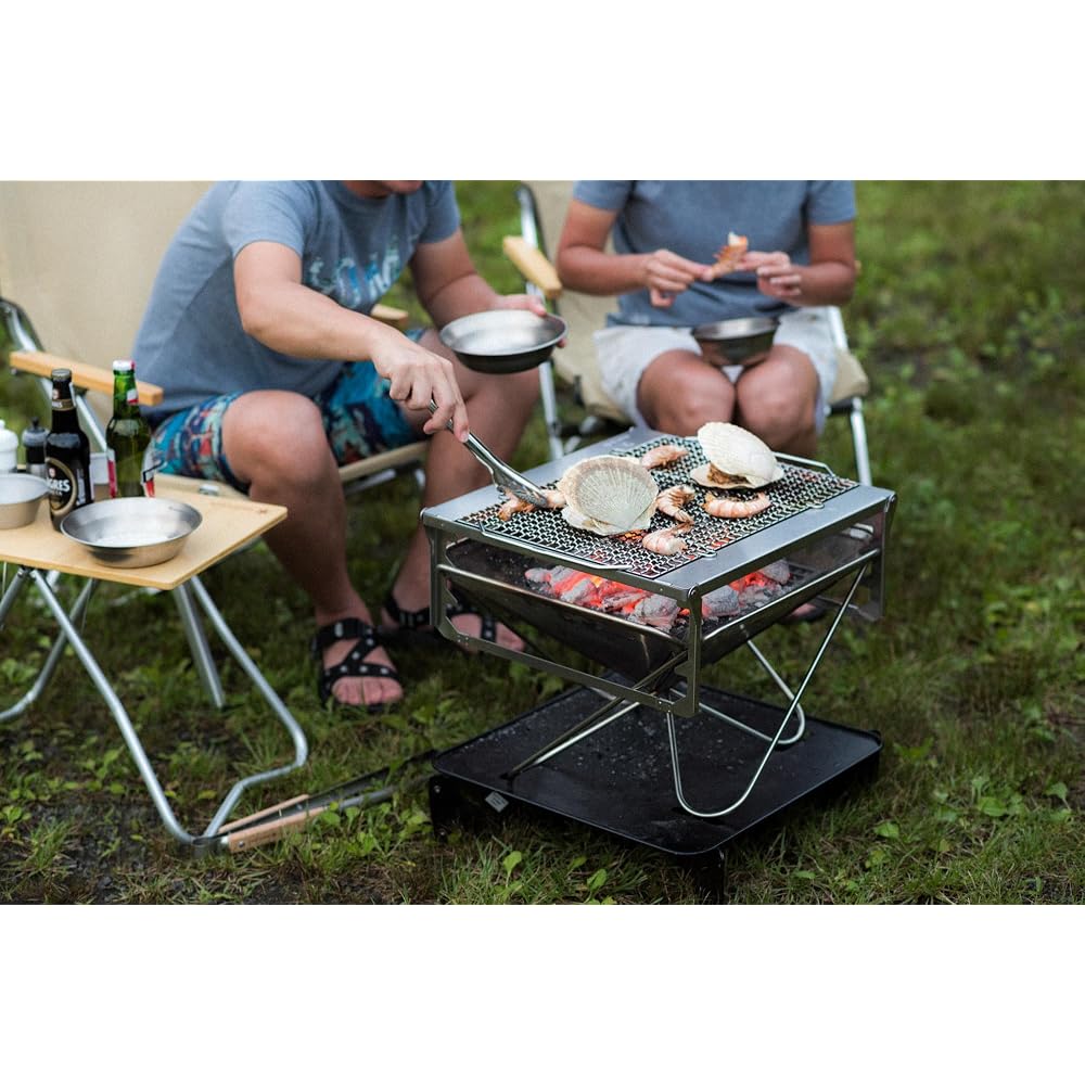 Snow Peak Grill Bridge L ST-032GBR for Fire Pit, Durable Steel Construction, Portable Design