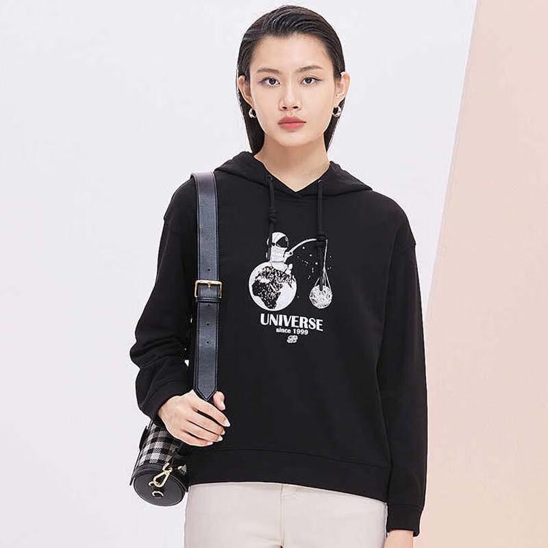 JESSIE Women's Cartoon Letter Print Hooded Drawstring Sweatshirt