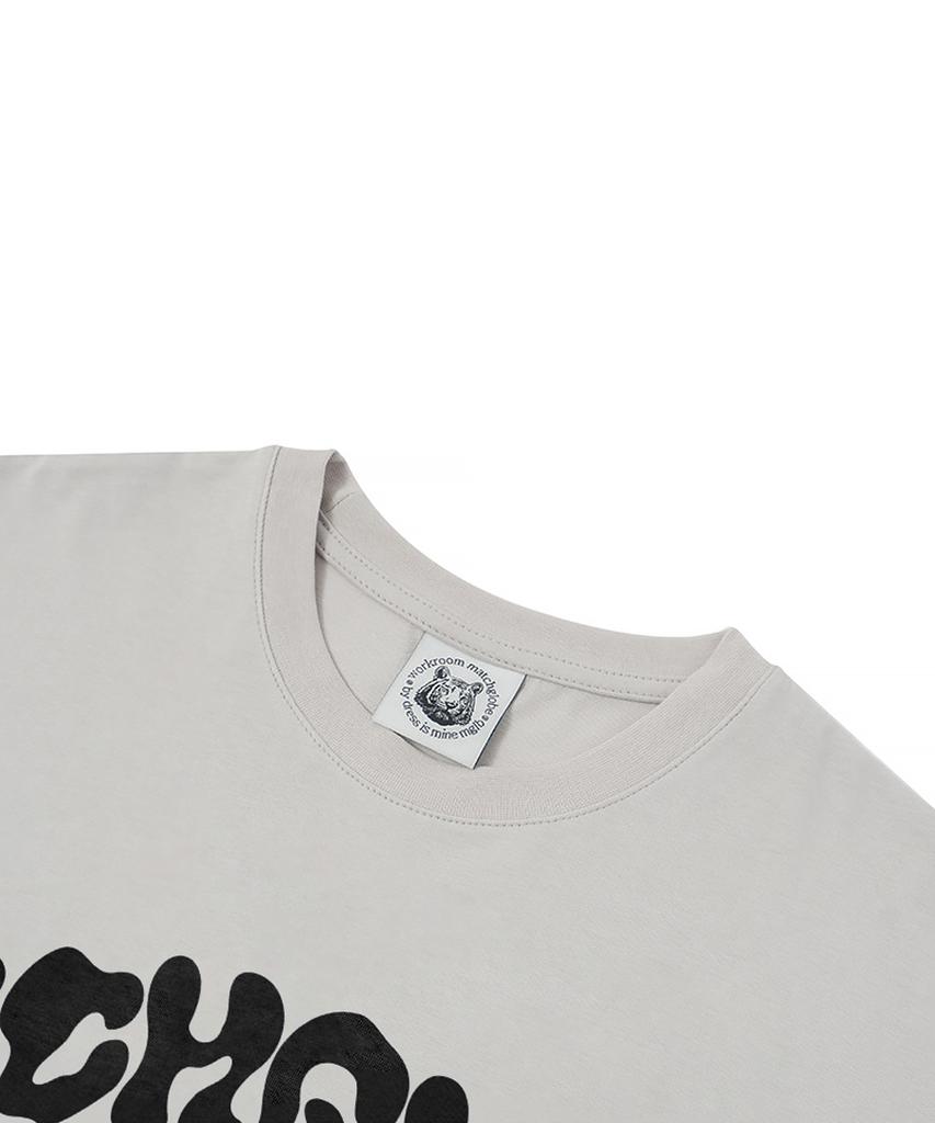 MATCHGLOBE Dumbbell Cat Oversized Tee (Beige)