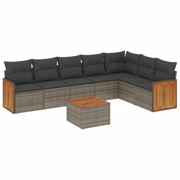 VidaXL Garden Lounge Set with Cushions 8 Pcs, Patio Sofas, Patio Furniture Set, Outdoor Furniture, Grey 3260121