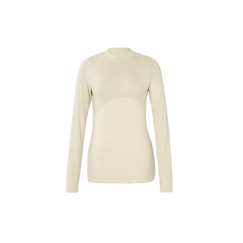 Nike Solid Color Brand Logo Print Crew Neck Pullover Long Sleeve T-Shirt Women Tops Beige AO9227-258