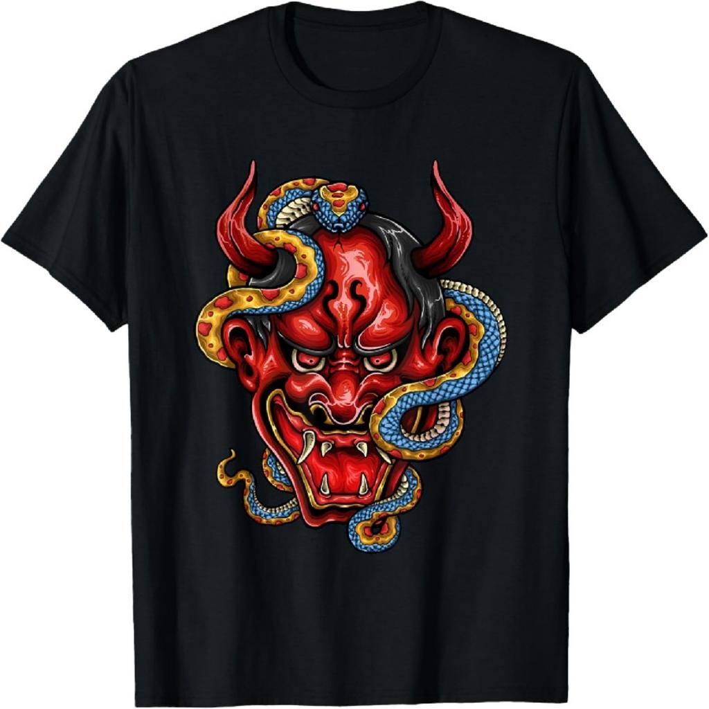 Japanese Demon Harajuku Devil Art Oni Face Mask T-Shirt