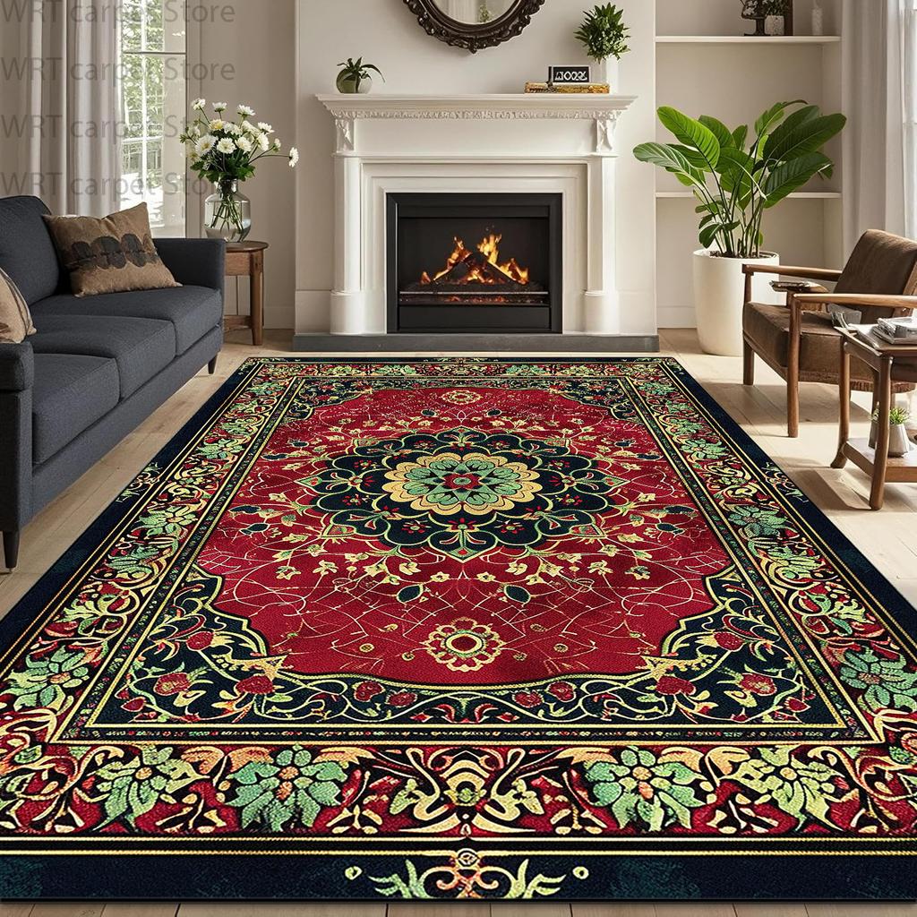 Luxury Persian Living Room Carpet Geometric Design Cover Sofa Area Non-slip Decoration Rugs Dining Room Washable Soft Floor Mat