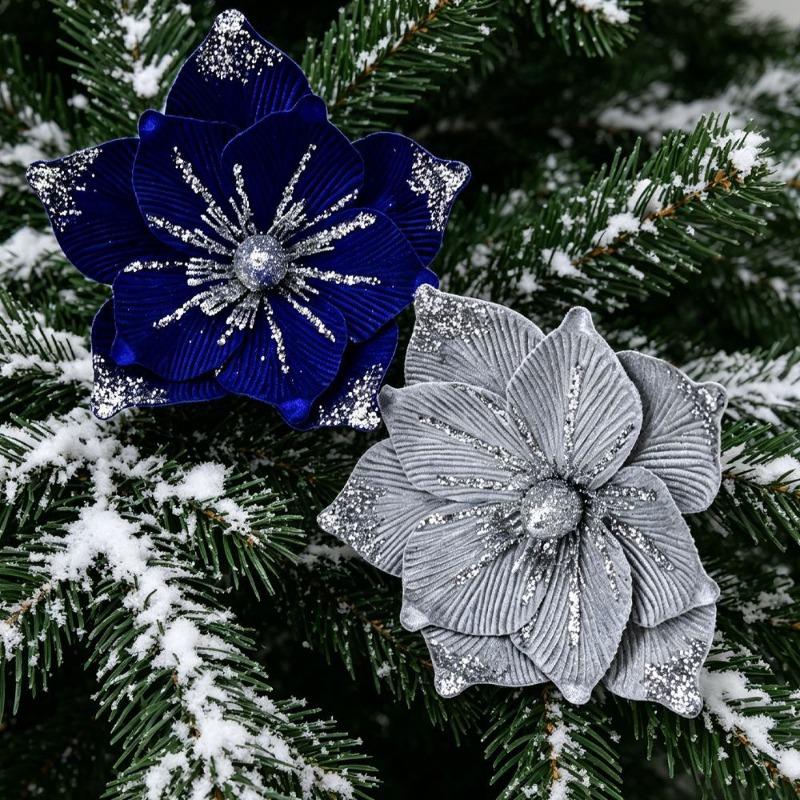 Gold Dust Christmas Flower Christmas Tree Ornament Accessories Christmas Wreath Ornament Christmas Decoration Flower Head False Flower