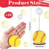 24 Peças Clip para Recados Base de Bola Esportiva Suportes de Arame de Metal em Formato de Softbol para Números de Mesa Porta-Cartões de Softbol Suportes Redondos para Cartões de Lugar