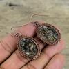 Turritella Agate Earring Electroformed Copper Earrings Antique Jewelry Real Gemstone Earrings Gifts For Wife Handmade Electroformed Jewelry