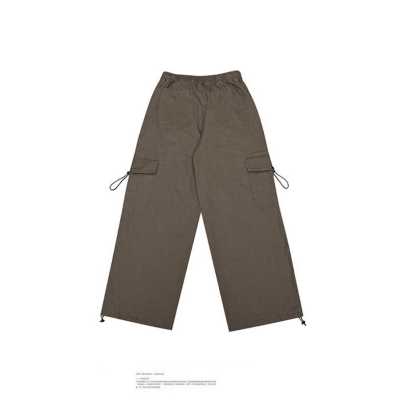 Retro Spring and Summer Wide-leg Basic Drawstring Overalls Men's and Women's Versatile Loose Leggings Casual Pants Thin