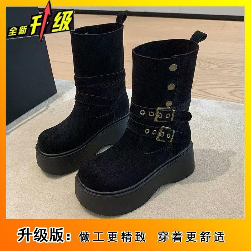 Super fire thick-soled comfortable Martin boots women's 2025 autumn new popular fashion and thin retro women's medium boots