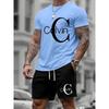 Men's summer T-shirt two-piece fashionable casual short-sleeved versatile suit