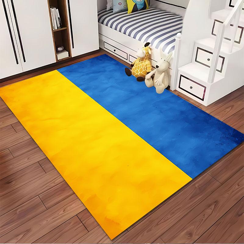 Yellow and Blue Abstract Design suitable as a non-slip mat for the living room or bedroom sofa