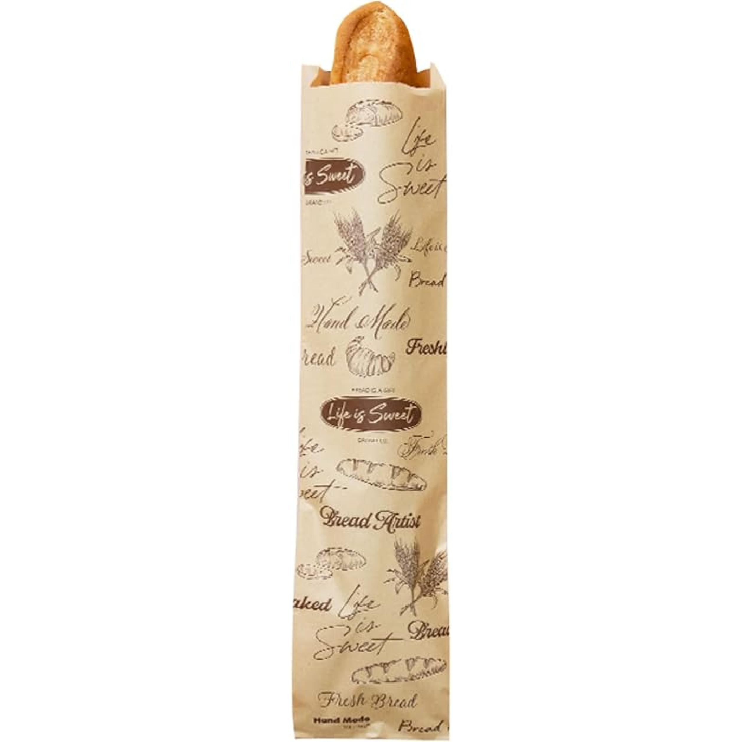 50 Pack Kraft Paper Baguette Bread Bags, 19.3 X 4.3 Inch Paper French Bread Bags for Homemade Bread Large, French Baguette loaf Bags Gifts for 50