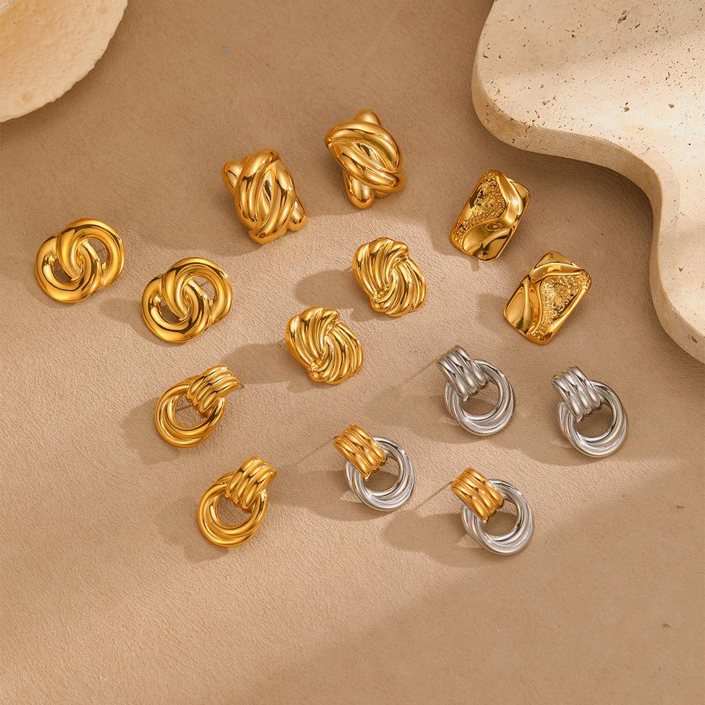 GEMCHIC Women's Stainless Steel Geometric Earrings Gold Silver Fashion Statement Studs