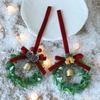 Artificial Green Leaves Christmas Bell Pinecone Christmas Decorations Xmas Wreath Pendant Christmas Gift Velvet Bow