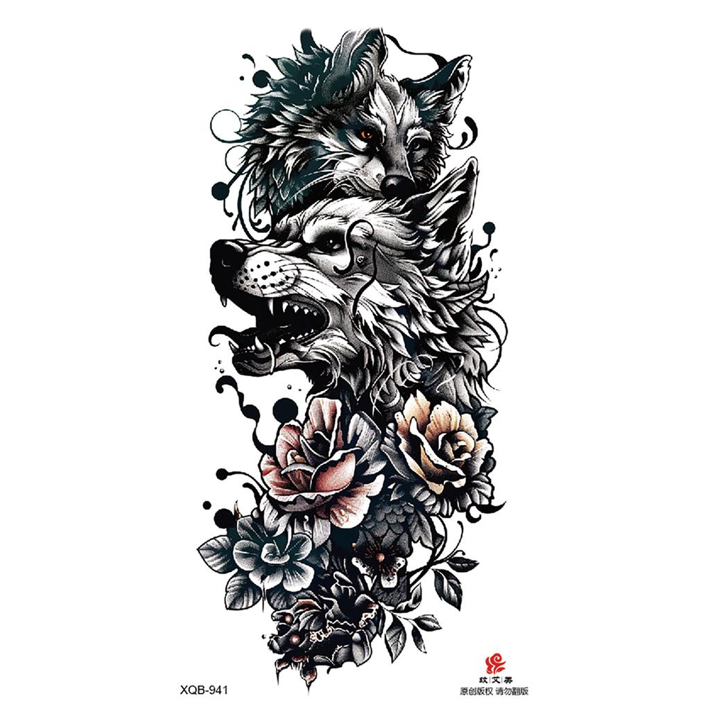 2026 Nuovo Tatuaggio Temporaneo Impermeabile Adesivo Fuoco Foresta Leone Lupo Tigre Flash Tatuaggi Uomo Corona Corpo Braccio Finto Tatuaggio