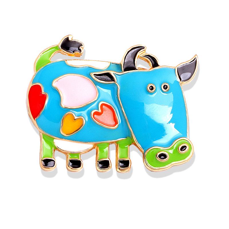 Cartoon Rhinestone Dairy Cow Brooch - Alloy Drip Oil Corsage Pin, Cute High-end Accessory