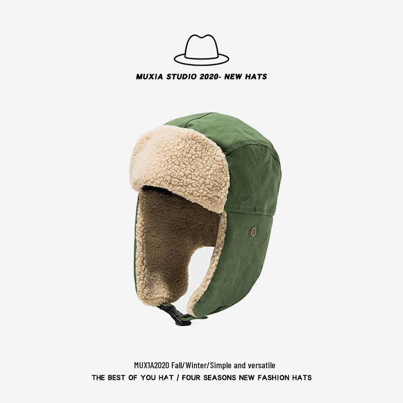 Winter Retro Korean Style Earflap Helmet, Warm Cotton Lei Feng Aviator Hat