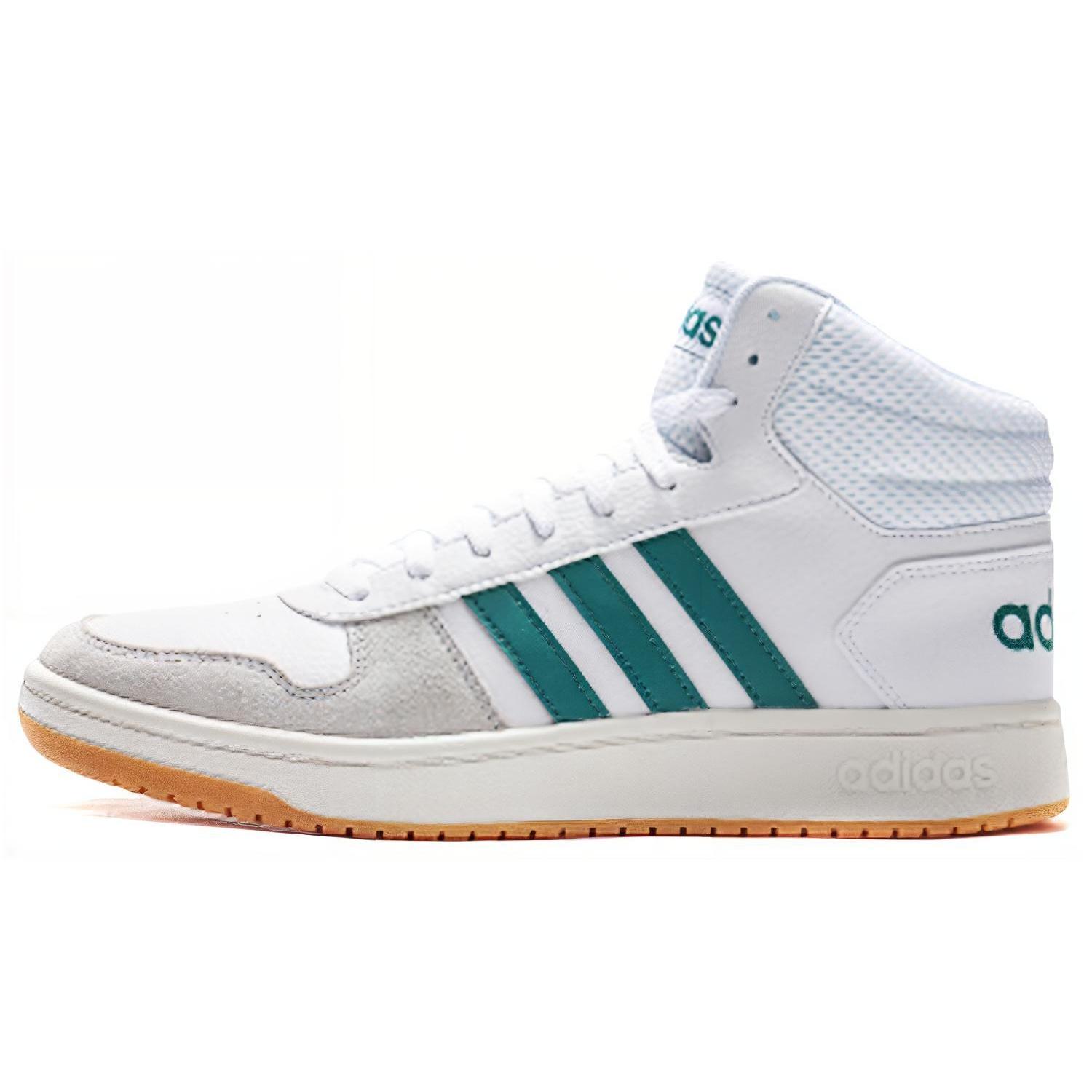 adidas HOOPS 2.0 MID  White Green  Men s EE7385 EU 44