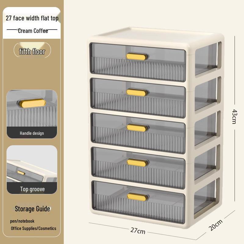 Transparent Large Capacity Cosmetic Storage Box with Drawers for Makeup, Jewelry, and Masks