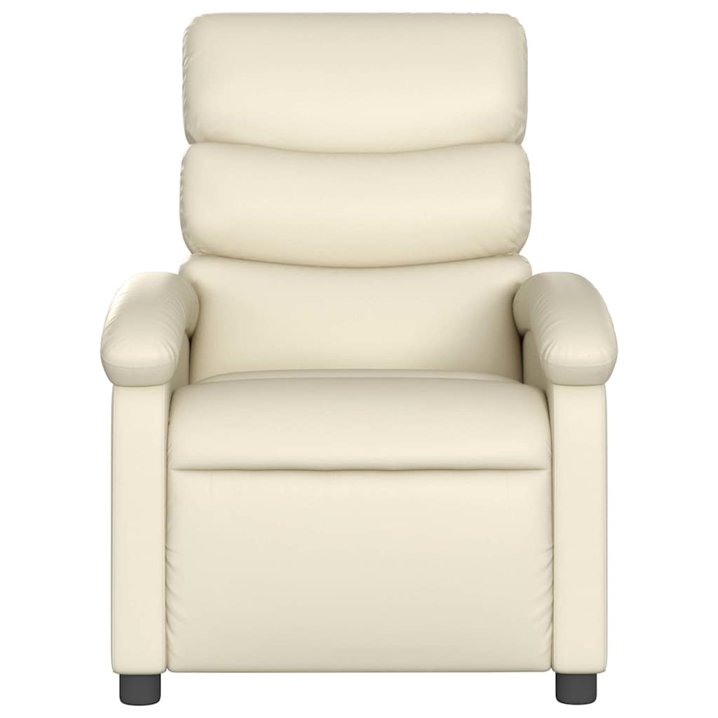 Electric Massage Chair Cream Faux Leather