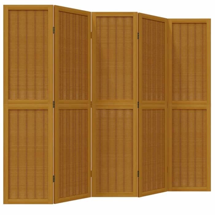 VidaXL Room Divider 5 Panels, Room Separator, Privacy Screen, Folding Screen Bedroom Living Room, Brown Wood 358821