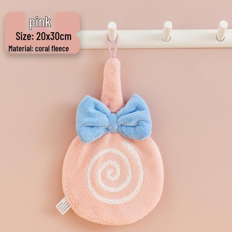 Coral Fleece Absorbent Cartoon Hand Towel - Cute, Hangable, Lint-Free