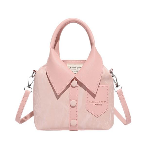 Women's Korean Style Casual Shirt with Solid Color and Single Shoulder Crossbody Handbag – 2025 Fashion Trend