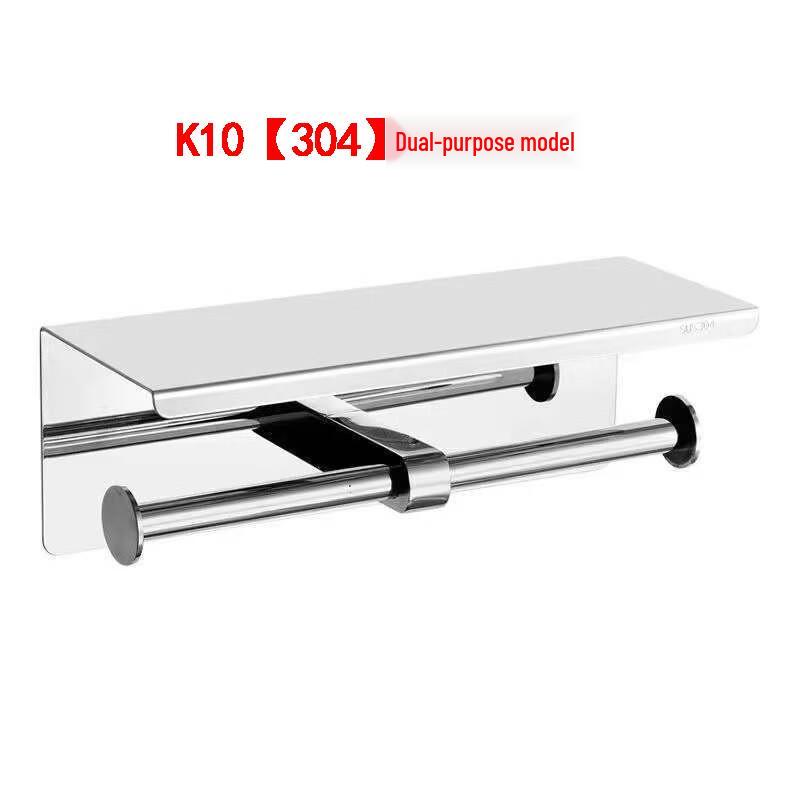 K10 304 Stainless Steel Toilet Paper Holder with Phone Shelf