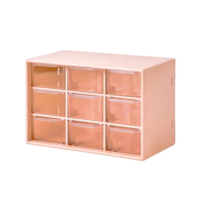 Studenten Herz Schreibtisch 9-Fächer Staubdichte Schubladen-Aufbewahrungsbox für Schreibwaren, Kosmetika, Schmuck.