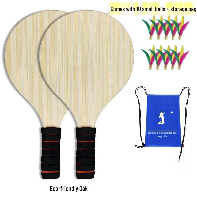 Solid Oak Shuttlecock Paddle