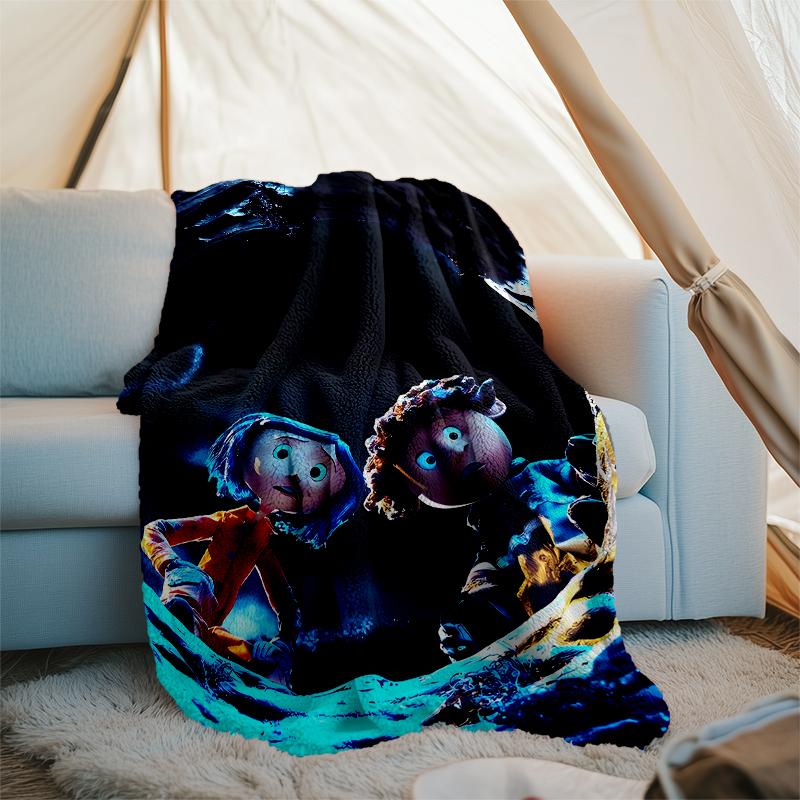 Coraline Theme Printed Blanket - Perfect for Couch, Bed, Travel & Outdoor Use | Machine Washable, Cozy & Durable.