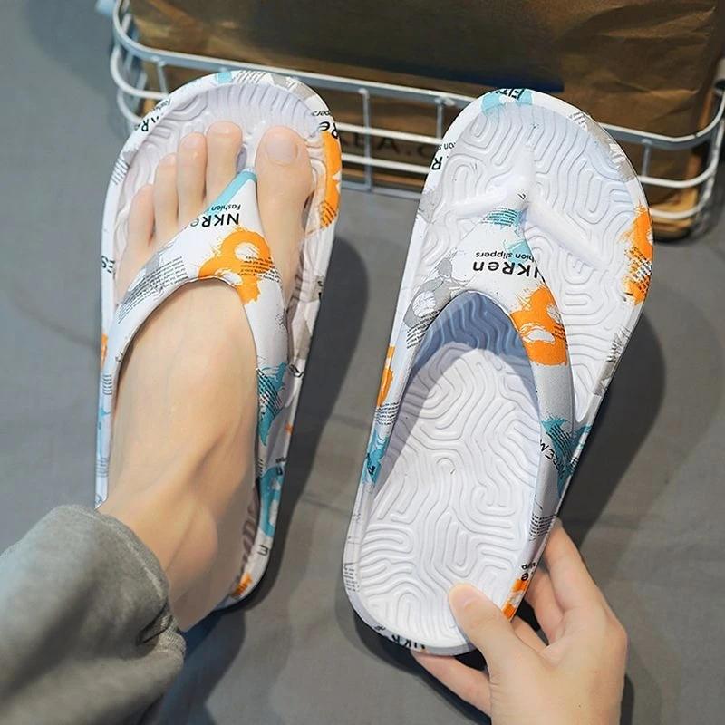 Beach Men's Shoe Flip Flops Platform Slides Shiatsu Adult Designer Luxury Low Price Fun Trend 2025 Rubber Male Slipper