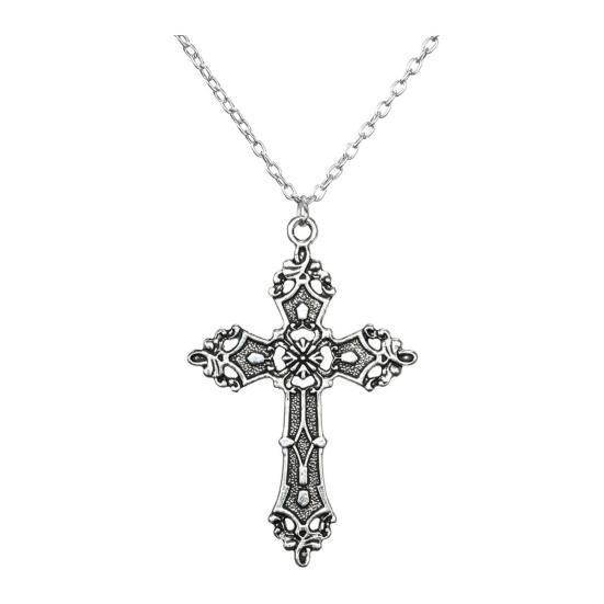 Gothic Retro Necklace Alloy Vintage Pendant Necklace Engraved Floral Necklace Unisex Jewelry for Men Women Party Gatherings