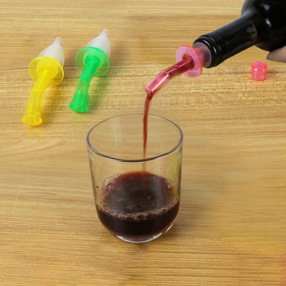 4Pcs Reusable Plastic Bottle Stopper Dustproof Leakproof Wine Mouth Multicolor Curved Spout Bottle Plug Kitchen Use