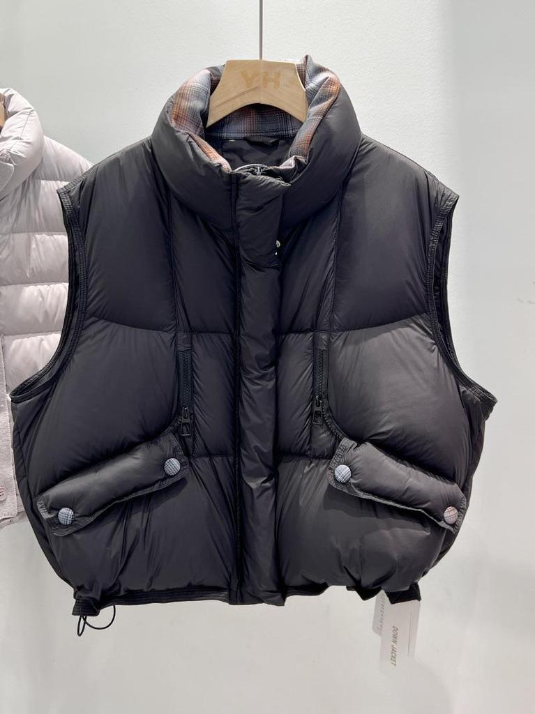 Women's Korean Style White Duck Down Puffer Vest, Autumn/Winter 2026, Stand Collar Gilet