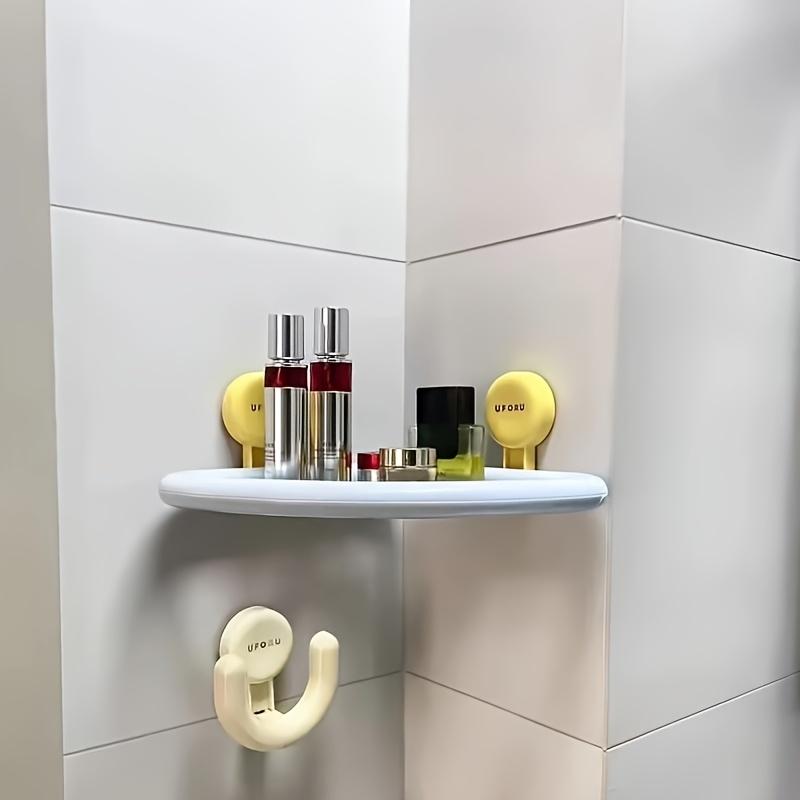 Sturdy Space-Saving Suction Cup Bathroom Shelf No Drilling Required, Multifunctional Storage Shelf for Shower and Toilet Walls Tiles, Corner Shelves