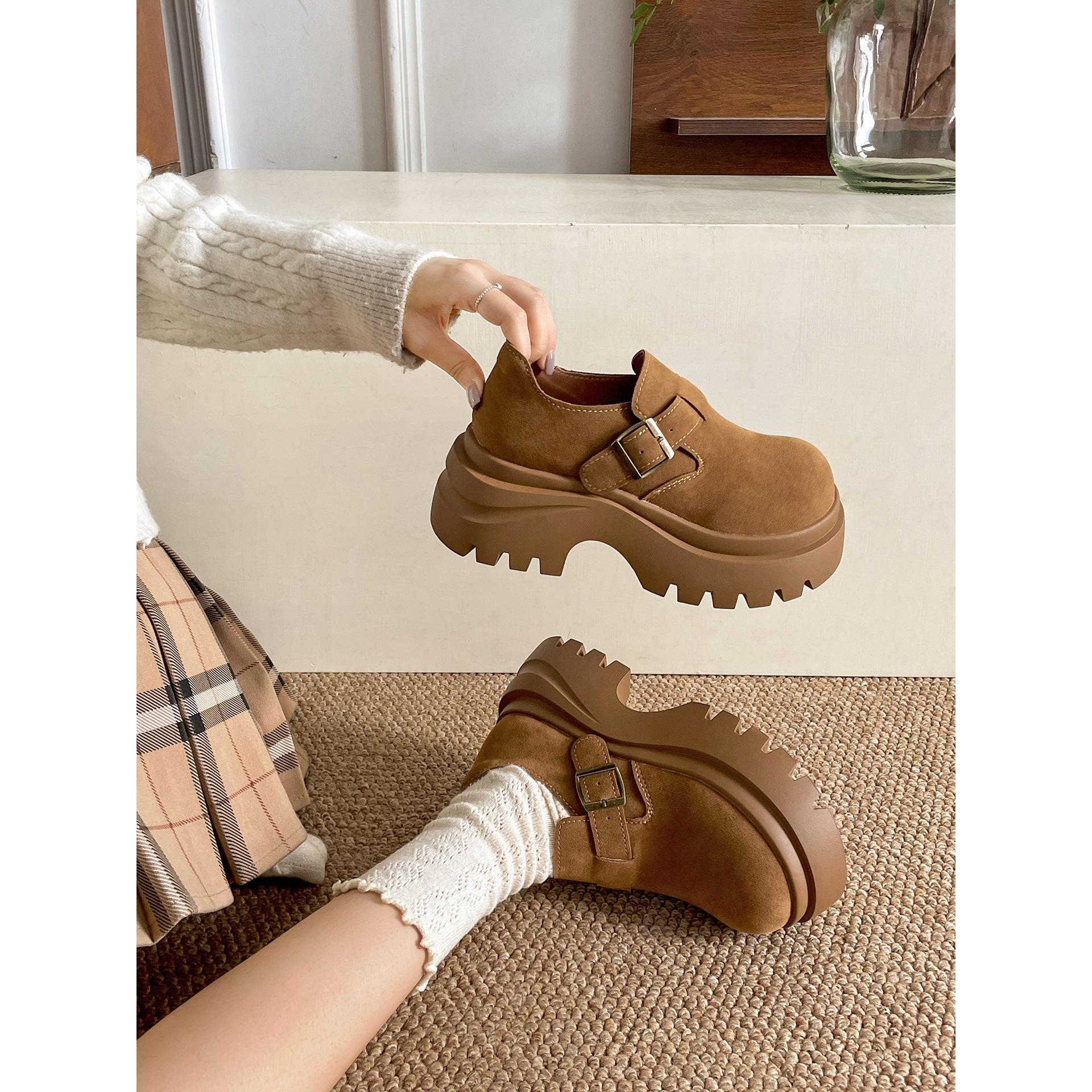

Queen Fan platform Birkenstocks women s autumn skirt heightening loafer single shoes 40 жовтий