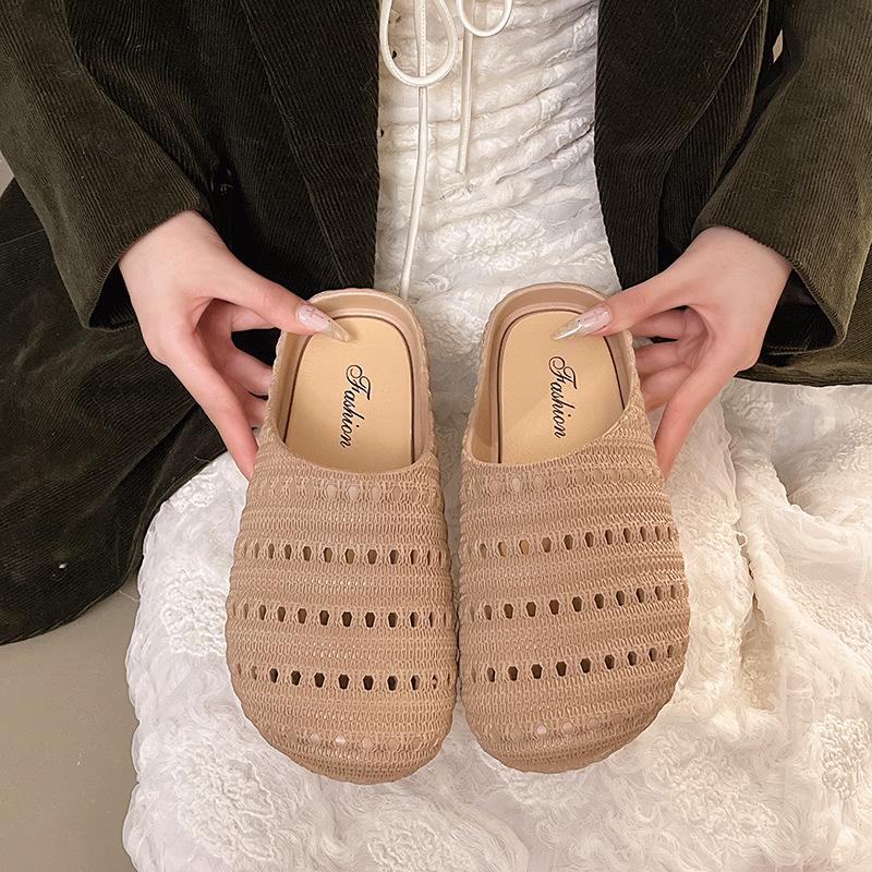 Yuzhihao Women's Summer Closed-Toe Hollow Sandals - New Style Fashion Solid Color Casual Slippers