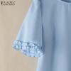 ZANZEA Women Casual Round Neck Summer Short Sleeve Blouse