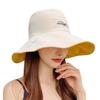 Women Summer Reversible Marguerite Embroidery Sun Protection Hat Fisherman Cap