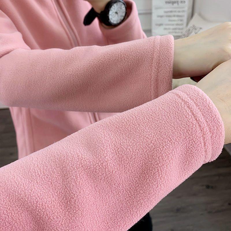Autumn and Cold Season Warm and Thickened Sweatshirt Tops, Cardigans, Jackets, Stand Collars, Double-sided Fleece Jackets