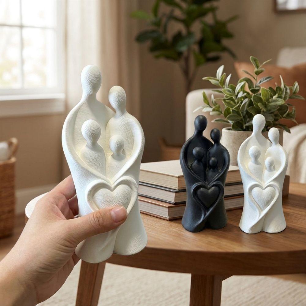 3D Printed Child Hug Heart Art Figurine Unique Abstract Heart Family Sculpture Living Room Decor